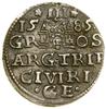 Trojak, 1585, Ryga; mała głowa króla; Iger R.85.1 (R) – ale inne ozdobniki, K.-G. 34, Kop. 8094 (R..