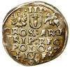 Trojak, 1597, Wschowa; wąska głowa króla, falowana kryza, w legendzie awersu LI, w legendzie rewer..