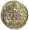 Trojak, 1600, Lublin; popiersie władcy z kryzą, w legendzie awersu SIG 3, w legendzie rewersu 3 RE..