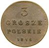 3 grosze polskie (trojak), 1816 IB, Warszawa; nowe bicie – wybita w XIX wieku na potrzeby rynku  k..