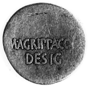 Marek Agryppa, denar (38 p.n.e.), Aw: Głowa Augu