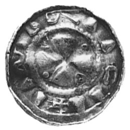denar, Aw: Litera S, chorągiew i krzyż, Rw: Krzyż, CNP 920, 1,2 g