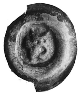 Dolny Śląsk, brakteat szeroki (2. poł. XIII w.): Wyobrażenie niezrozumiałe, Fbg -, 21,4 mm, 0.24 g., ułamany