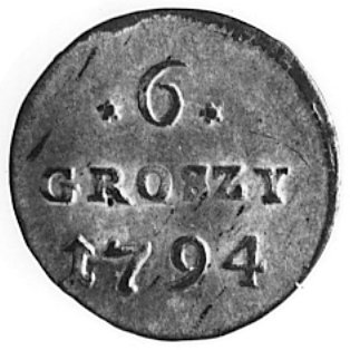 6 groszy 1794, Warszawa, Aw: Tarcza herbowa i na