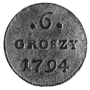 6 groszy 1794, Warszawa, j.w., odmiana: AUGUTUS 
