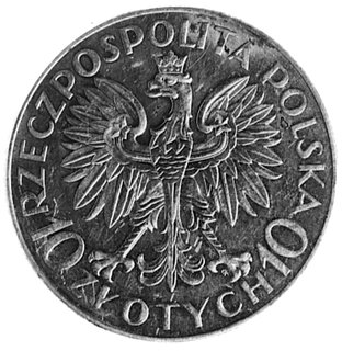 10 złotych 1933 Traugutt z napisem PRÓBA, srebro 34.0 mm, 21.79 g., wybito 100 sztuk