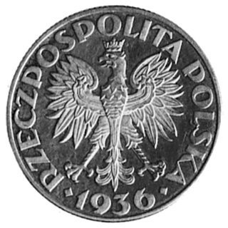 2 złote 1936 Żaglowiec z wypukłym napisem PRÓBA, srebro 22.0 mm, 4.40 g., wybito 100 sztuk