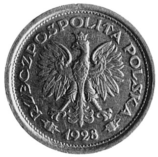 1 złoty 1928, bez napisu PRÓBA, Aw: Orzeł i napis, Rw: Nominał w wieńcu i znak menniczy, nikiel 25.0 mm, 7.0 g.,wybito 35 sztuk