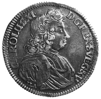 2/3 talara (gulden) 1690, Szczecin, Aw: Popiersie Karola XI i napis, Rw: Tarcza herbowa i napis, Ahl.114C, Dav.767