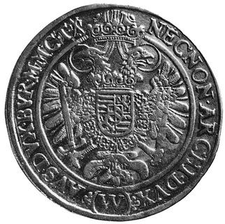 talar 1627, Wrocław, Aw: Popiersie, w otoku napis, Rw: Orzeł, poniżej litera W dzieląca napis w otoku, Dav.3156,rzadki