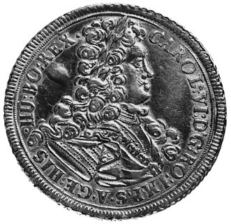 talar 1714, Wrocław, Aw: Popiersie i napis, Rw: Orzeł Habsburski, w otoku napis i data, Her.402, Dav. 1090