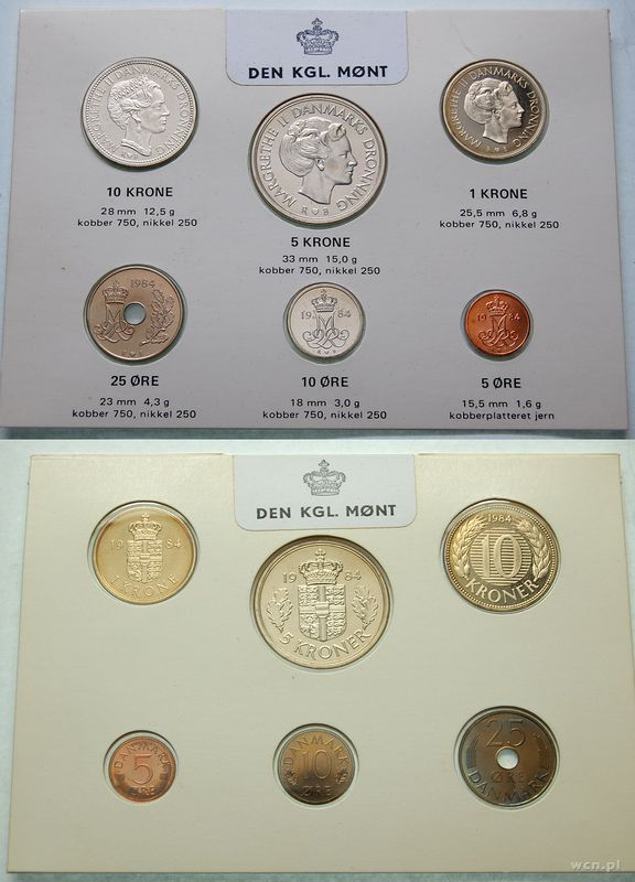 Dania, zestaw monet, 1984