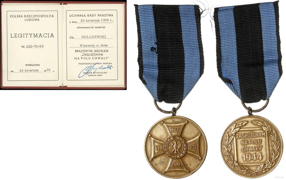 Polska, Brązowy medal Zasłużonym Na Polu Chwały odmiana ze znakiem mennicy, medal Za Udział W Walkach O Berlin, medal Zwycięstwa