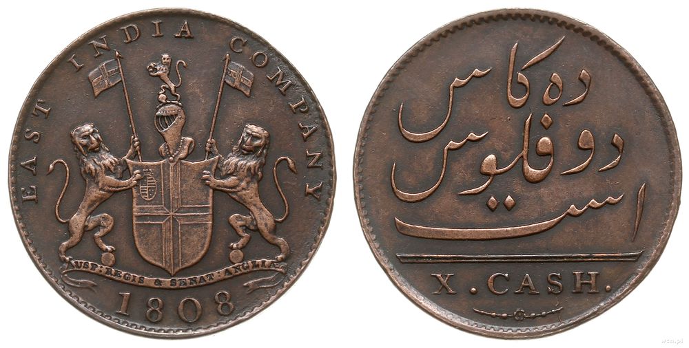 Indie, 10 cash (1 dudu), 1808