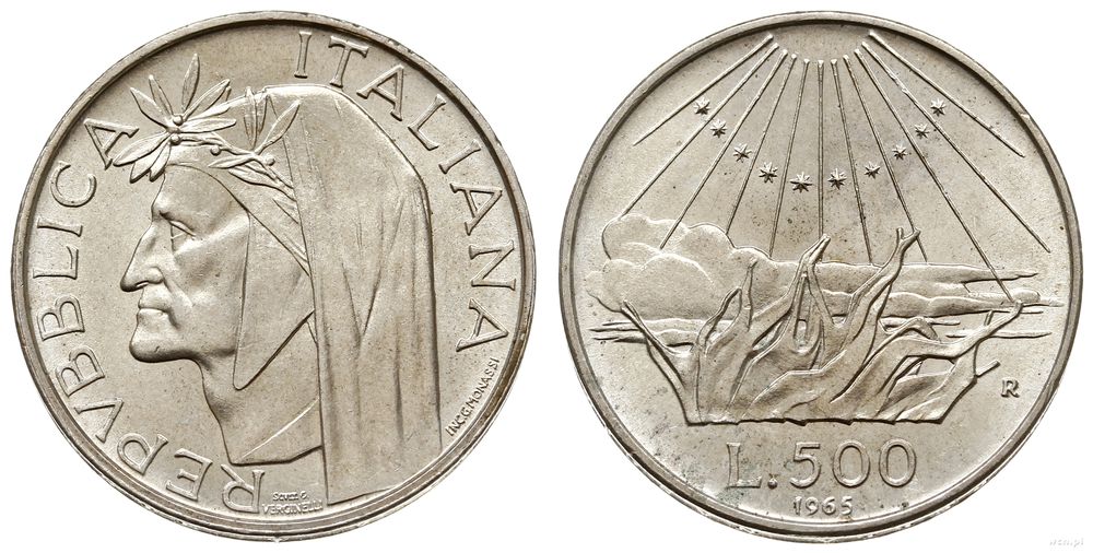 Włochy, 500 lirów, 1965
