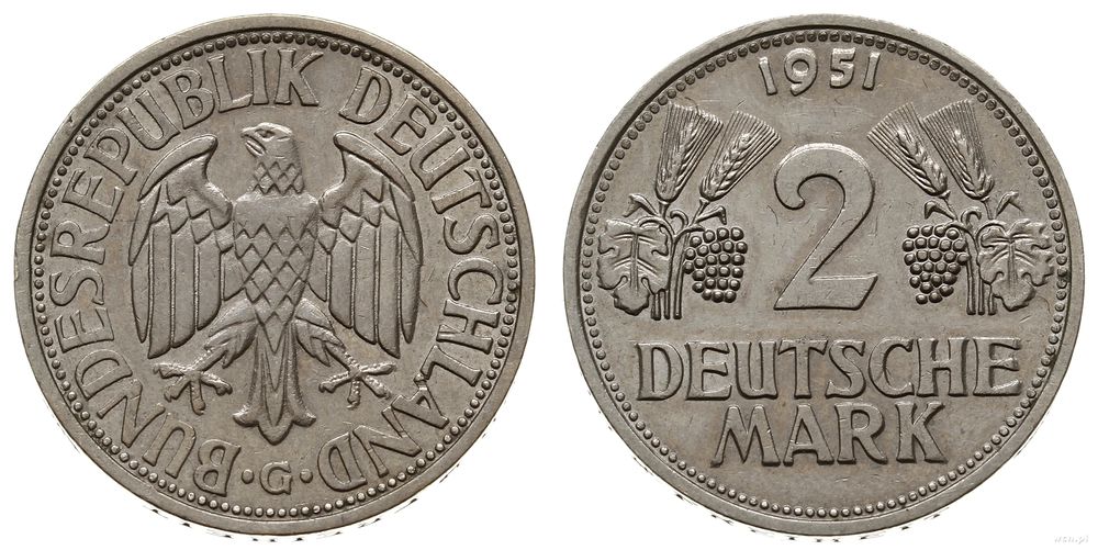 Niemcy, 2 marki, 1951/G