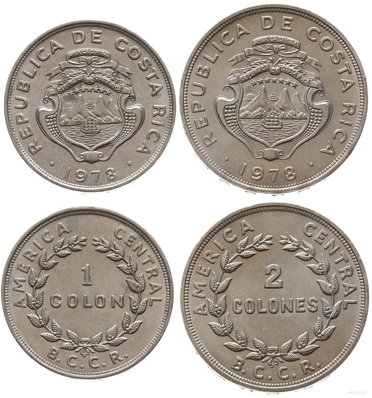 Kostaryka, zestaw: 1 colon i 2 colones, 1978
