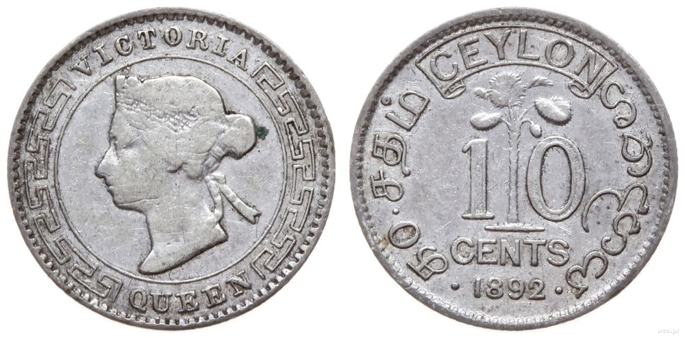 Cejlon (Sri Lanka), 10 centów, 1892