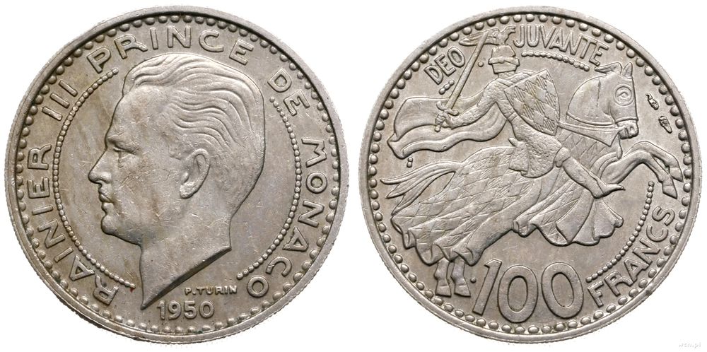 Monako, 100 franków, 1950