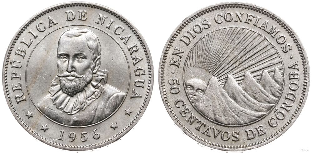 Nikaragua, 50 centavos, 1956