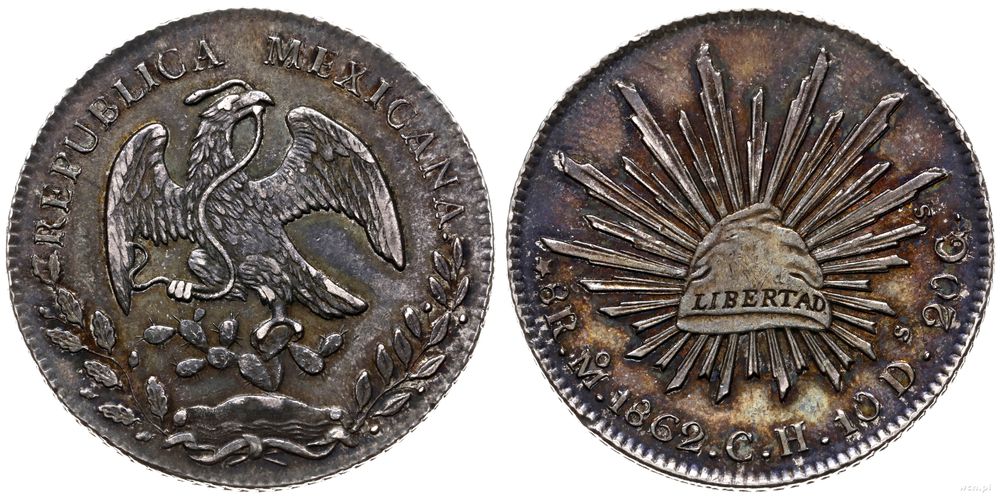 Meksyk, 8 reali, 1862 oM