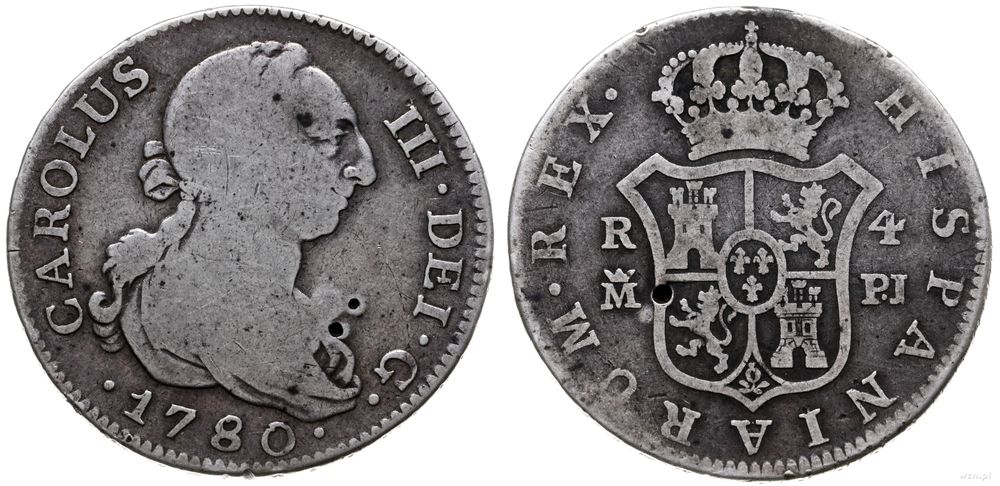 Hiszpania, 4 reale, 1780 MPJ