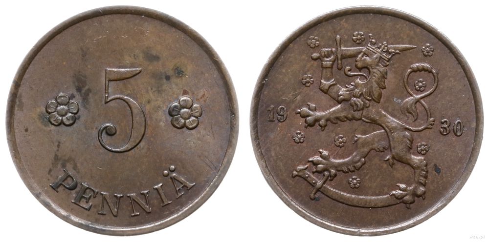 Finlandia, 5 penniä, 1930