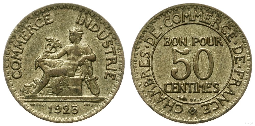 Francja, 50 centymów, 1925