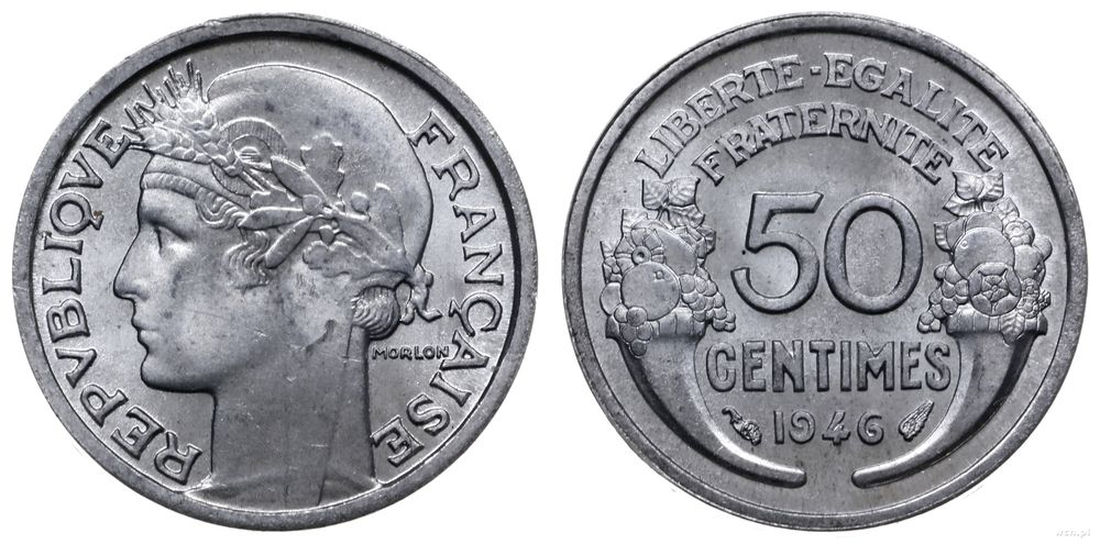 Francja, 50 centimes, 1946