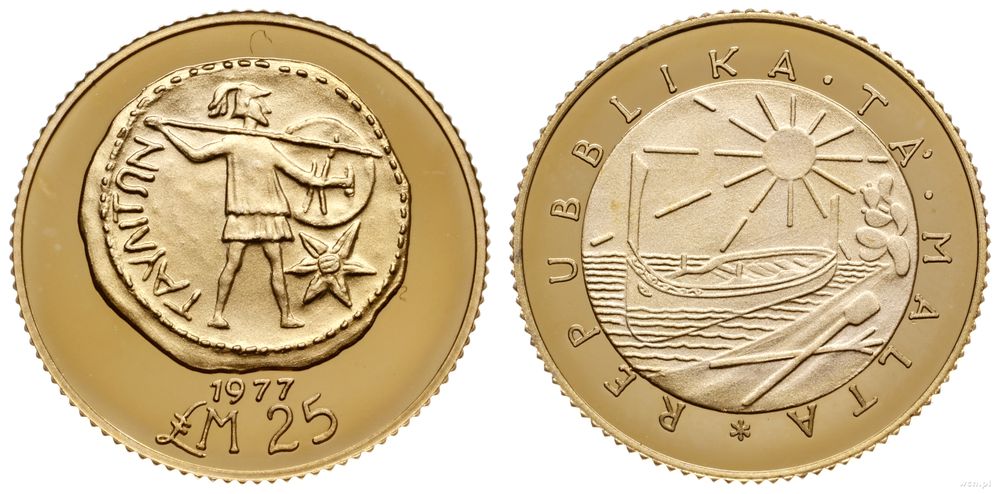 Malta, 25 funtów, 1977