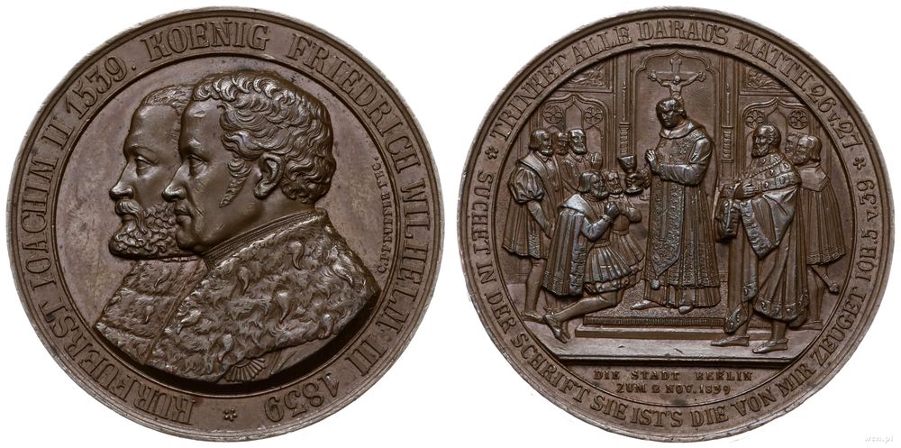 Niemcy, medal na 300. rocznicę wprowadzenia reformacji w Mark Brandenburgu i Berlinie, 1839