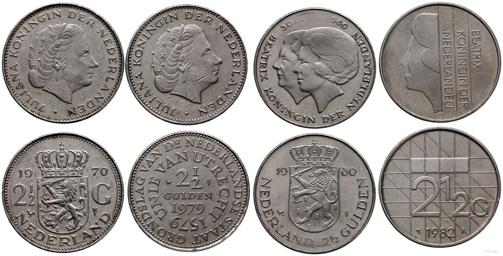 Niderlandy, zestaw: 4 x 2 1/2 guldena
