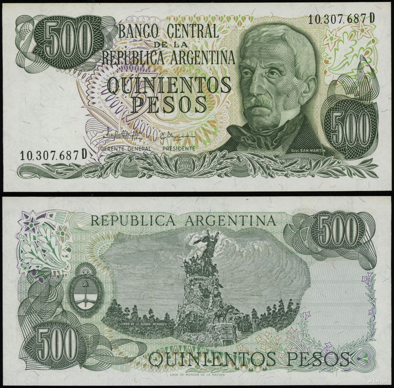 Argentyna, 500 pesos, 1977-1982
