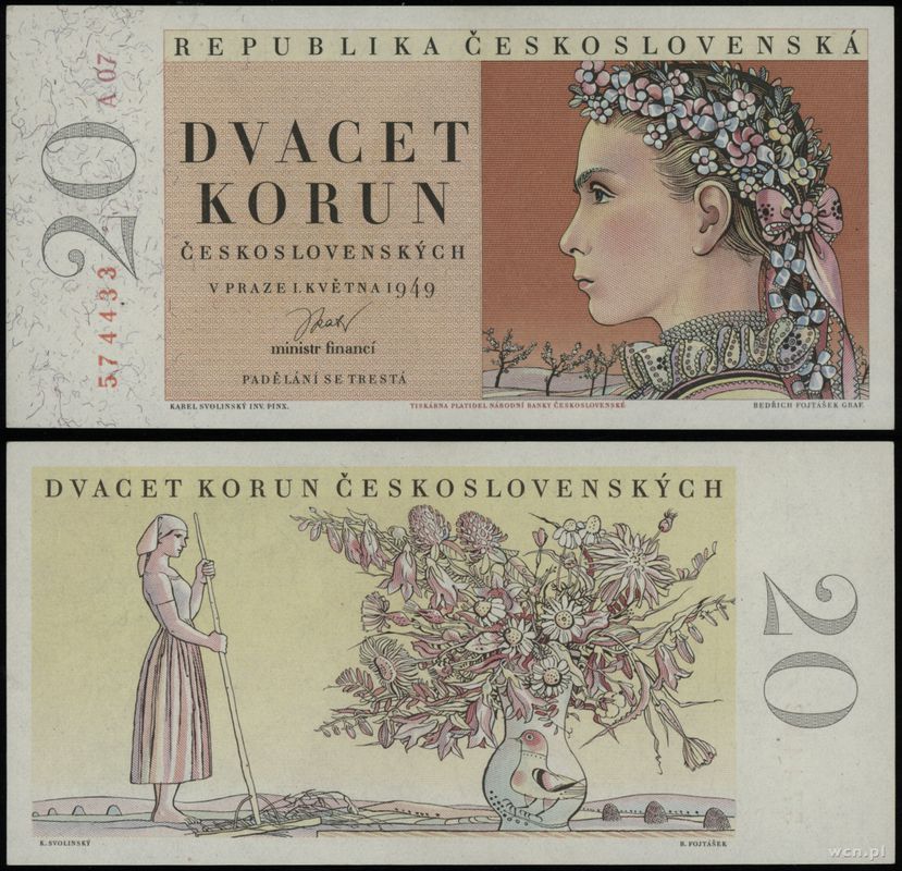 Czechosłowacja, 20 koron, 1.04.1949