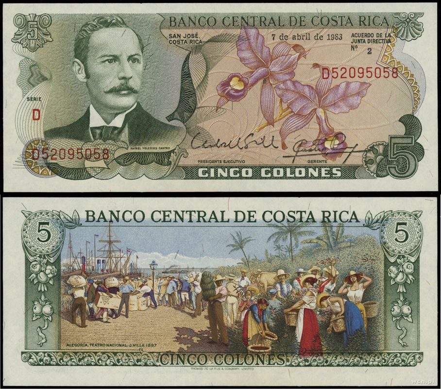 Kostaryka, 5 colones, 7.04.1983