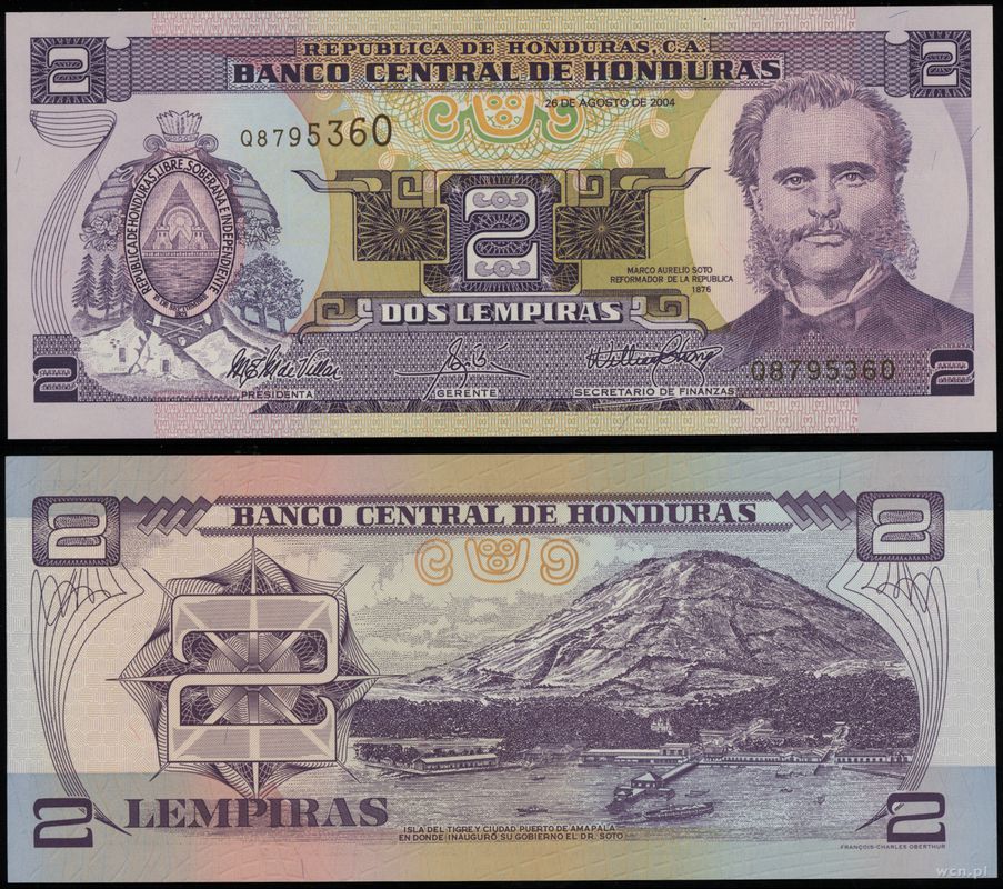 Honduras, 2 lempiras, 26.08.2004
