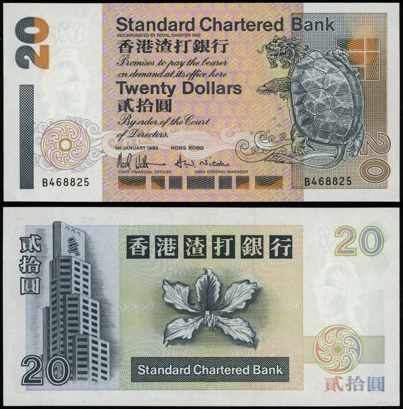Hong Kong, 20 dolarów, 1.01.1993