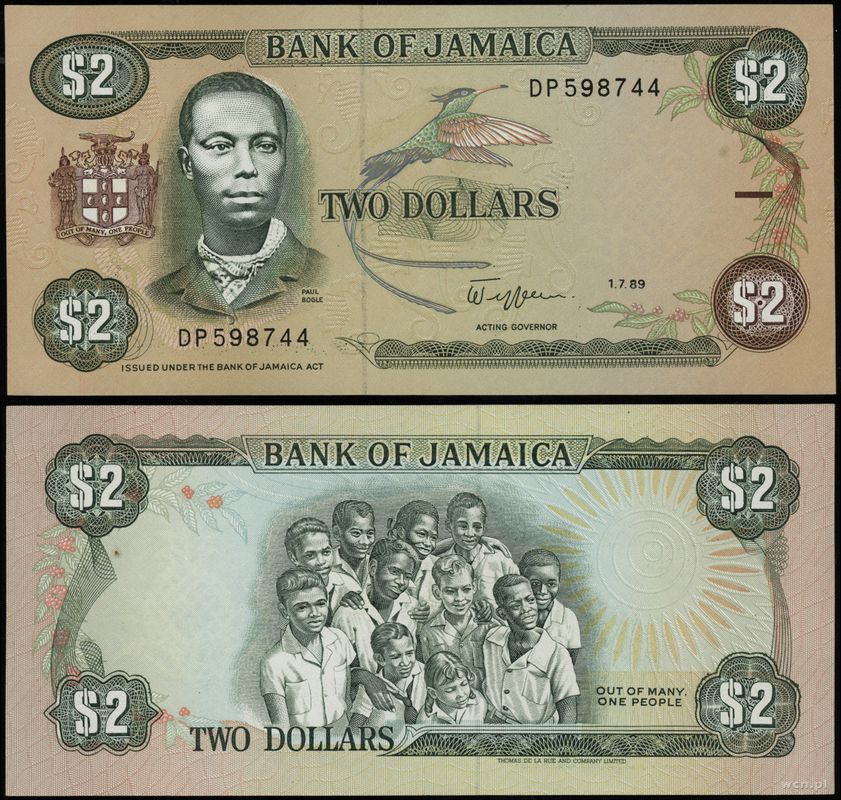 Jamajka, 2 dolary, 1.07.1989