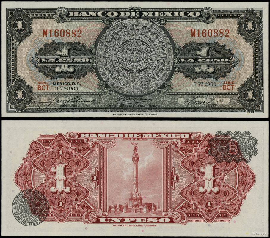 Meksyk, 1 peso, 9.06.1965