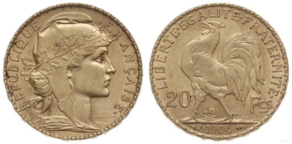 Francja, 20 franków, 1904