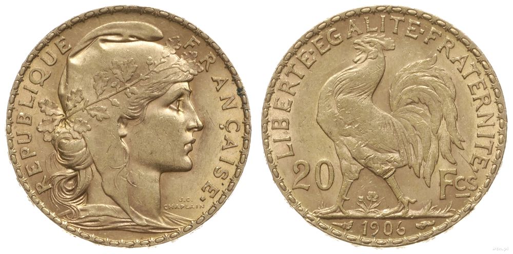 Francja, 20 franków, 1906