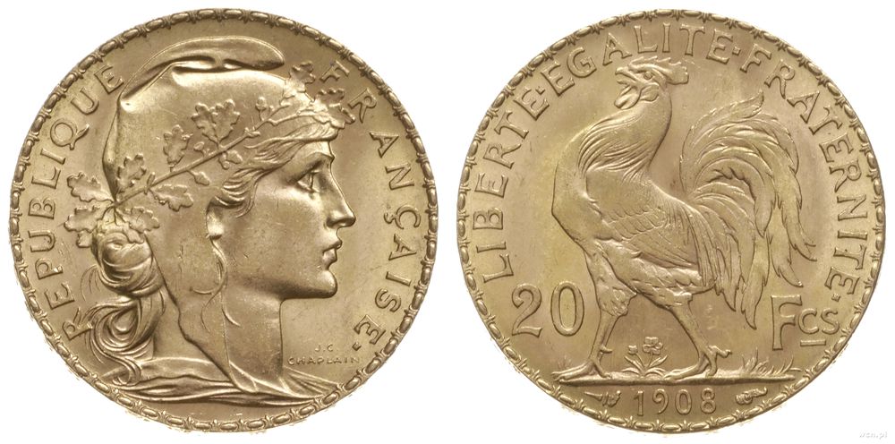 Francja, 20 franków, 1908