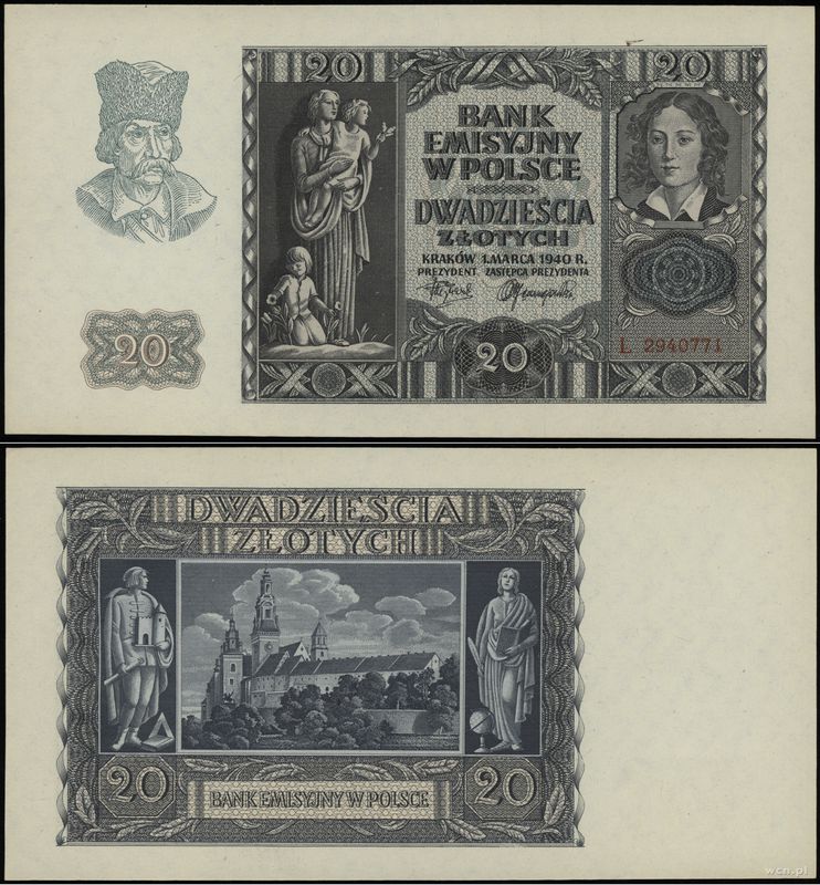 Polska, 20 złotych, 1.03.1940