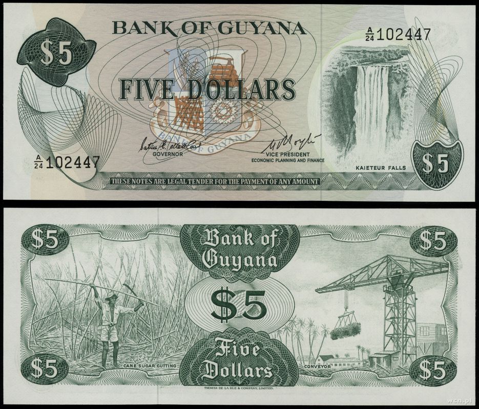 Gujana, 5 dolarów, 1983
