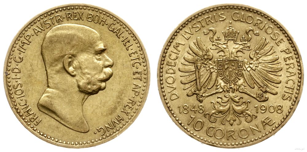 Austria, 10 koron, 1908