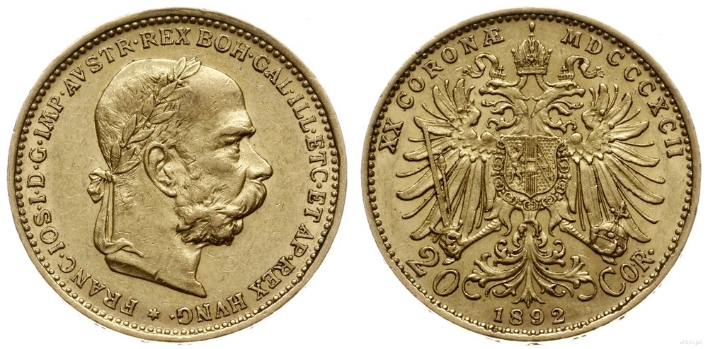 Austria, 20 koron, 1892
