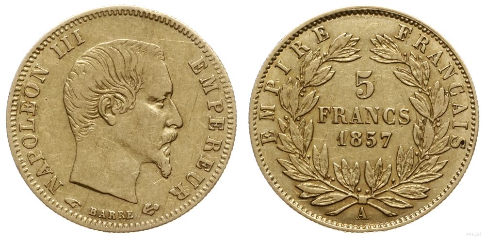 Francja, 5 franków, 1857 A