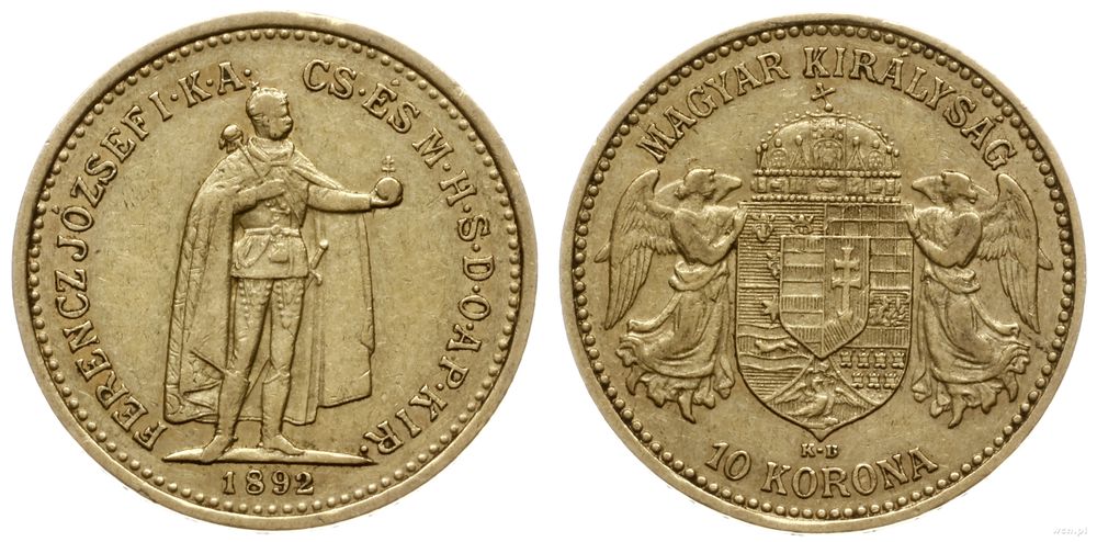 Węgry, 10 koron, 1892 KB
