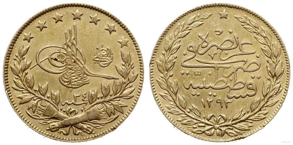 Turcja, 100 kurusz / kurush, AH 1293/34 (AD 1909)