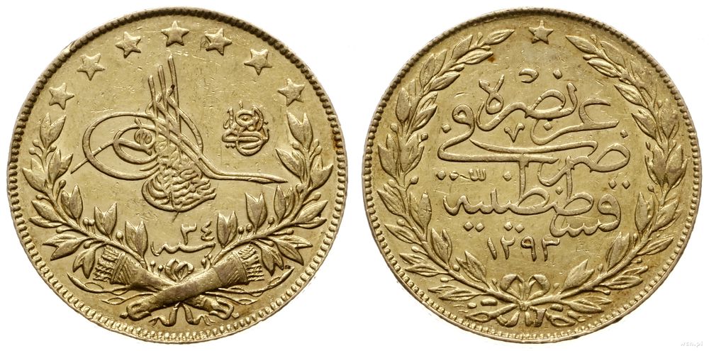 Turcja, 100 kurusz / kurush, AH 1293/34 (AD 1909)